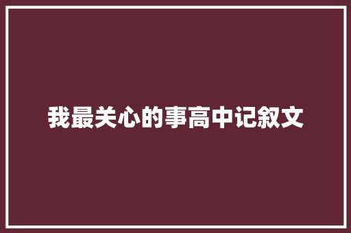 我最关心的事高中记叙文 简历范文