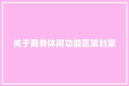 关于商务休闲功能区策划案