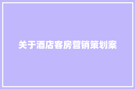 关于酒店客房营销策划案