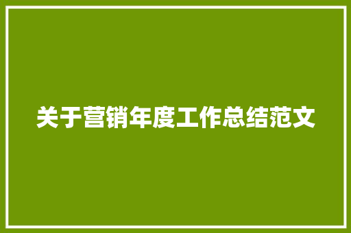 关于营销年度工作总结范文