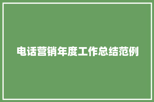 电话营销年度工作总结范例