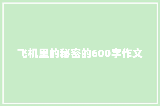 飞机里的秘密的600字作文