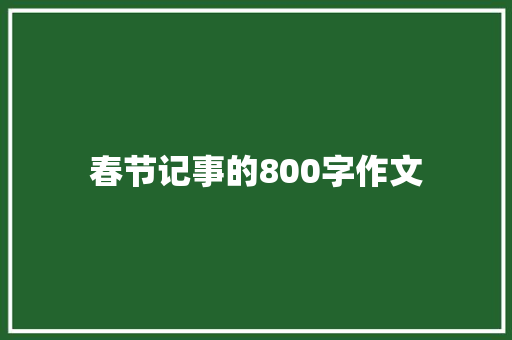 春节记事的800字作文