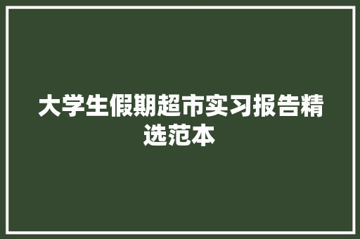 大学生假期超市实习报告精选范本