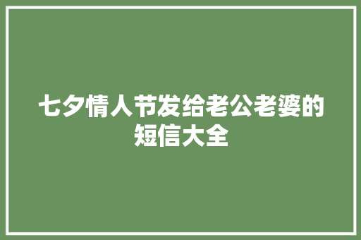 七夕情人节发给老公老婆的短信大全