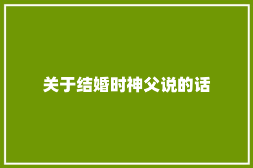 关于结婚时神父说的话