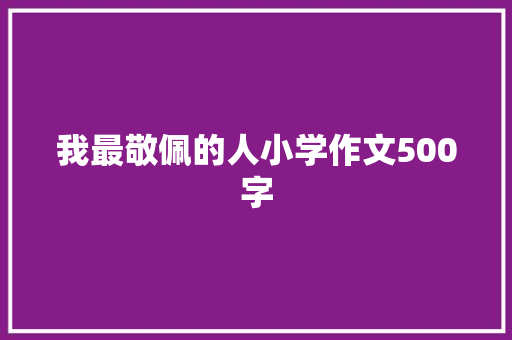 我最敬佩的人小学作文500字