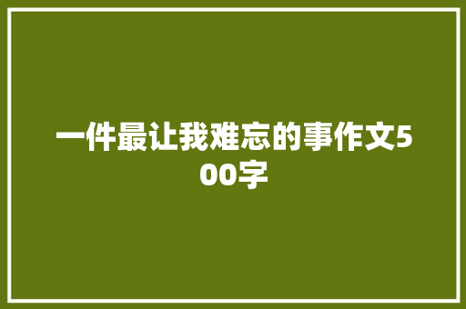 一件最让我难忘的事作文500字