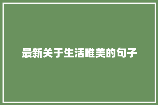 最新关于生活唯美的句子