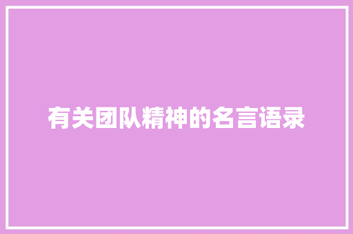 有关团队精神的名言语录