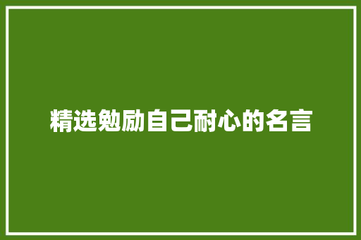 精选勉励自己耐心的名言