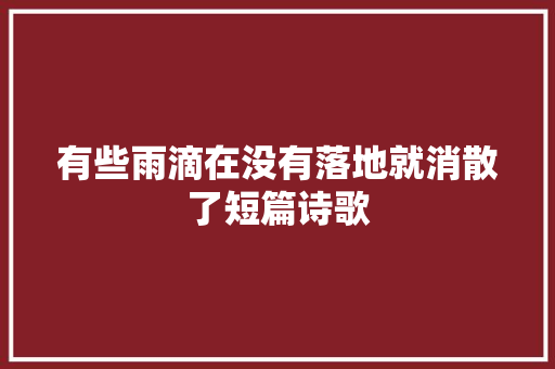 有些雨滴在没有落地就消散了短篇诗歌