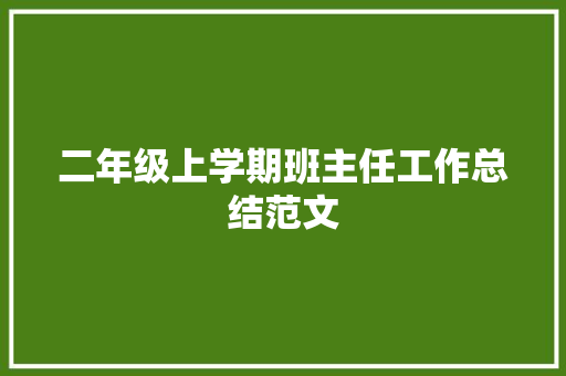 二年级上学期班主任工作总结范文