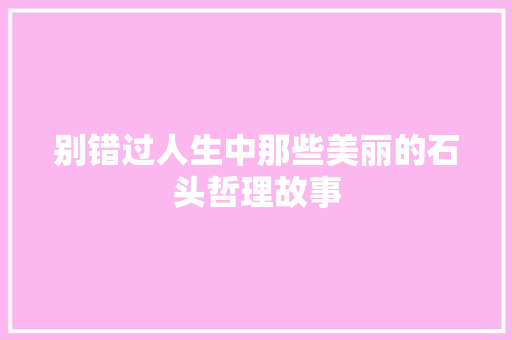 别错过人生中那些美丽的石头哲理故事