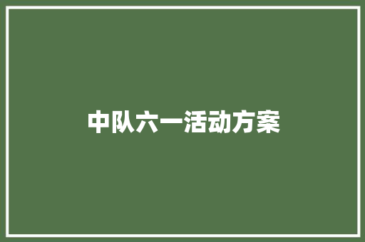 中队六一活动方案