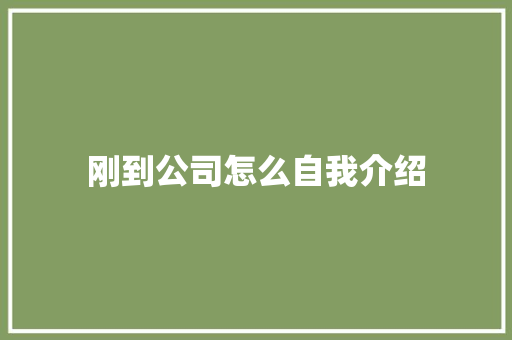 刚到公司怎么自我介绍