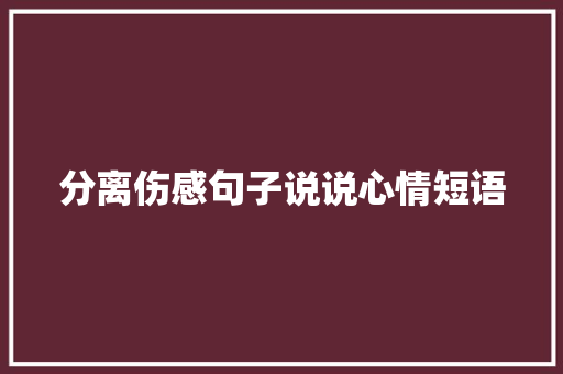 分离伤感句子说说心情短语