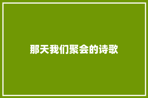 那天我们聚会的诗歌