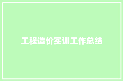 工程造价实训工作总结