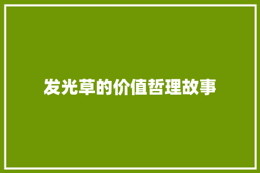 发光草的价值哲理故事