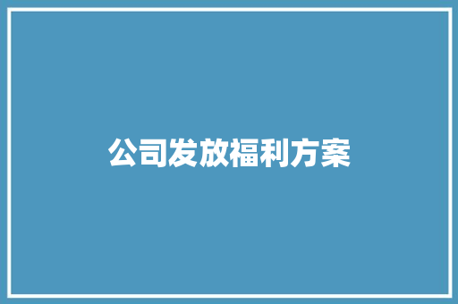 公司发放福利方案