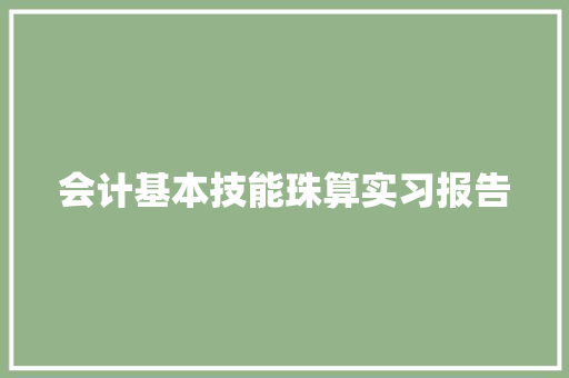 会计基本技能珠算实习报告