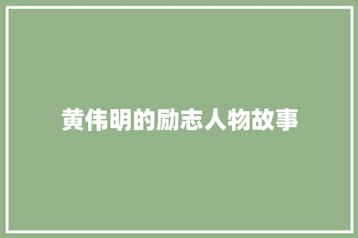 黄伟明的励志人物故事