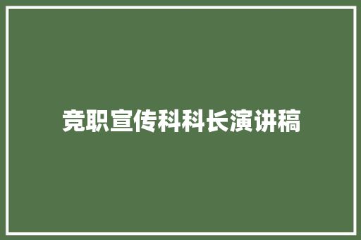 竞职宣传科科长演讲稿