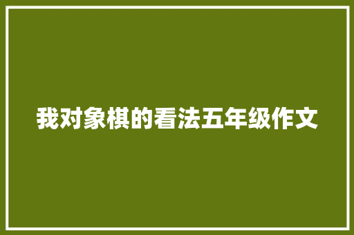 我对象棋的看法五年级作文