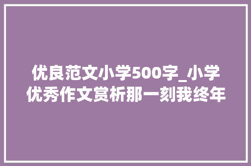 优良范文小学500字_小学优秀作文赏析那一刻我终年夜了500字精选范文5篇