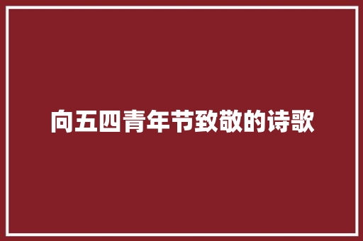 向五四青年节致敬的诗歌 论文范文