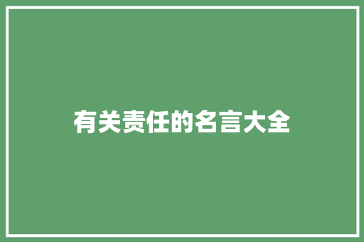 有关责任的名言大全