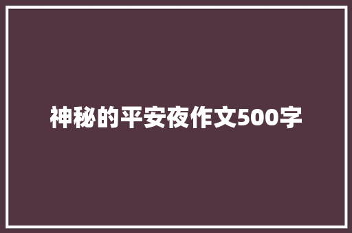 神秘的平安夜作文500字