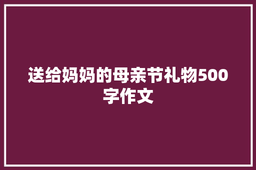 送给妈妈的母亲节礼物500字作文