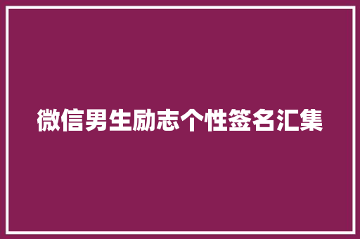 微信男生励志个性签名汇集