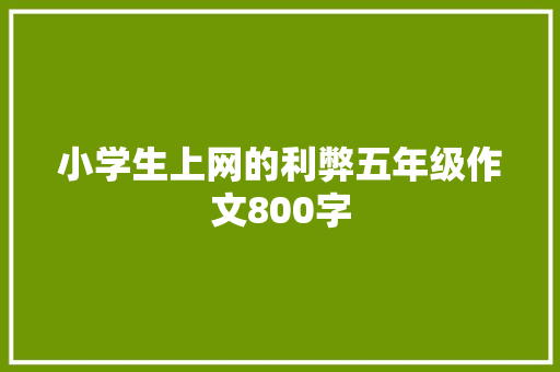 小学生上网的利弊五年级作文800字