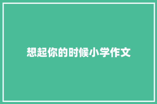 想起你的时候小学作文