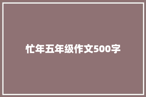 忙年五年级作文500字