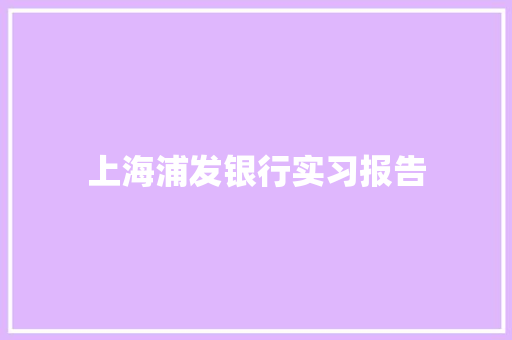 上海浦发银行实习报告