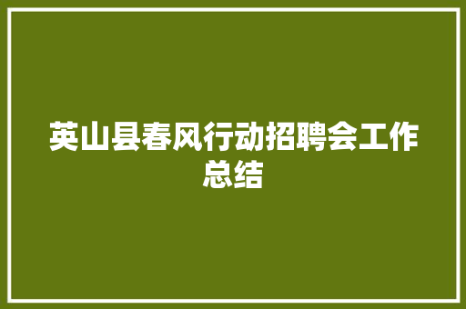 英山县春风行动招聘会工作总结