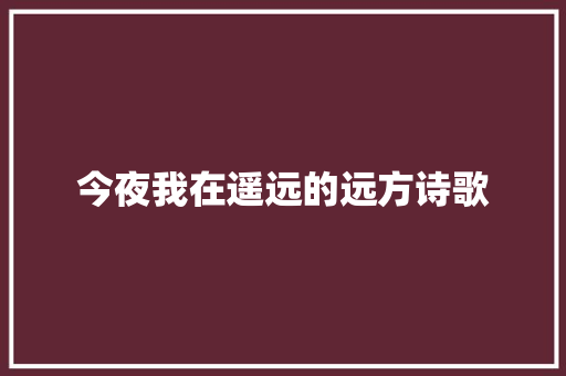 今夜我在遥远的远方诗歌