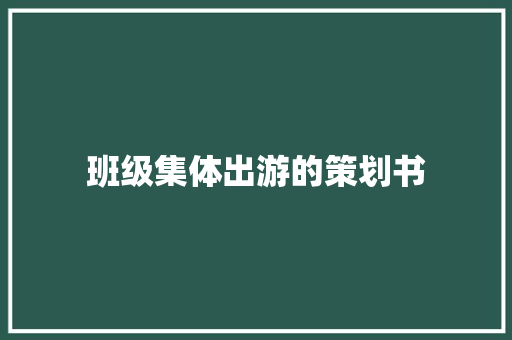 班级集体出游的策划书