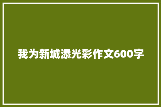 我为新城添光彩作文600字