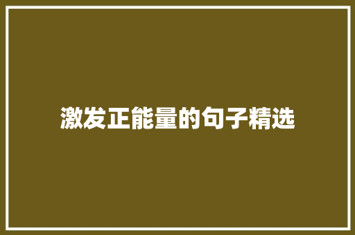 激发正能量的句子精选