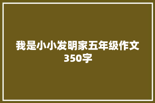 我是小小发明家五年级作文350字