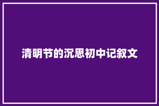 清明节的沉思初中记叙文