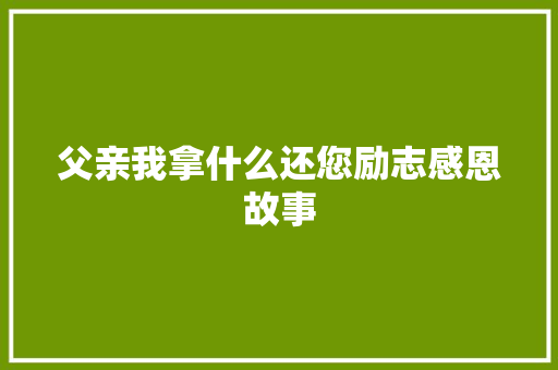 父亲我拿什么还您励志感恩故事