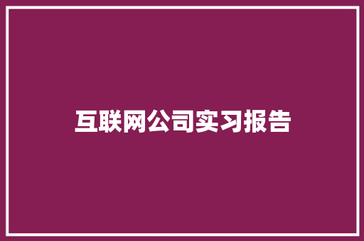 互联网公司实习报告