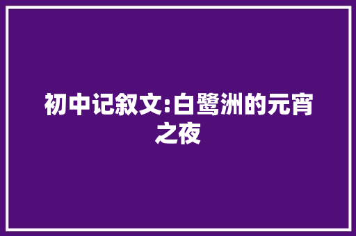 初中记叙文:白鹭洲的元宵之夜