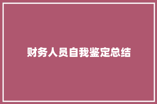 财务人员自我鉴定总结